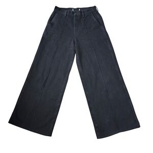 Madewell Superwide-Leg Jeans Washed Black High Rise Seam Front Wide Leg 28